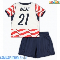 Camisa de time de futebol Estados Unidos Timothy Weah #21 Replicas 1º Equipamento Infantil Mundo 2026 Manga Curta (+ Calças curtas)